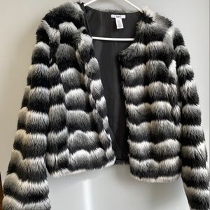 Faux Fur Gray/Black/White Jacket